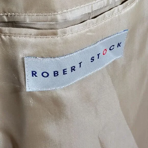 Robert Stock Men's Sport Coat Blazer Two Button Beige Silk Size about‎ 50R